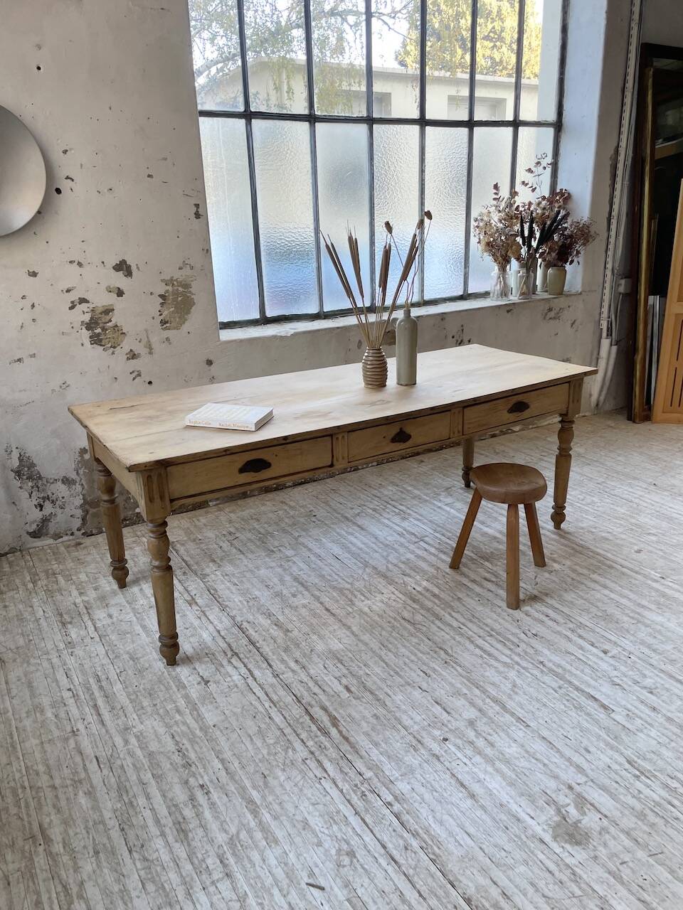 2m walnut drapery farmhouse table