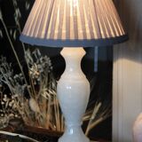 White marble base lamp/pleated grey lampshade