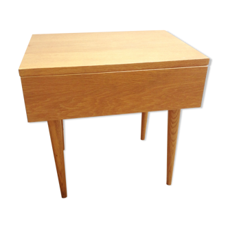 Scandinavian-style varnished wooden bedside table / vintage 60s-70s