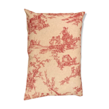 Coussin rectangulaire en toile de jouy rouge