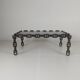 Vintage brutalist black iron chain link coffee table with original smoked glass, 70s