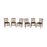 6 mahogany colonial lyre chairs and green velvet