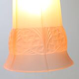 Art Deco chandelier with etched pink glass shades, Belgium 1930s