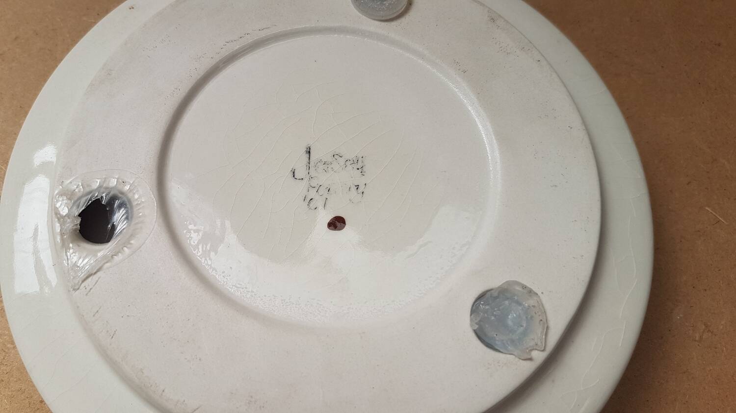 Old ceramic jersey dish decor flowers engraved vintage