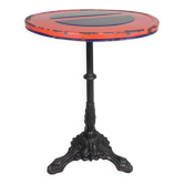 Table bistrot avec pied en fonte et panneau de signalisation comme plateau, Paris années 1920