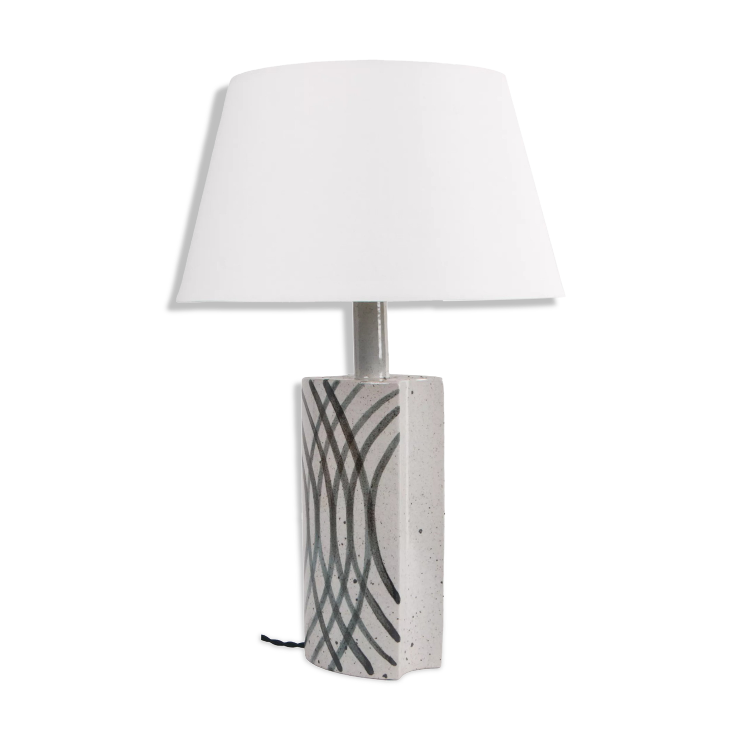 White table lamp with black free hand decorations by Per Linnemann-Schmidt