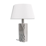 White table lamp with black free hand decorations by Per Linnemann-Schmidt