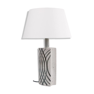White table lamp with black free hand decorations by Per Linnemann-Schmidt
