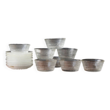 Kastehselmi Plates and Bowls in Clear Glass Art by Oiva Toikka for Arabic, Set of 16