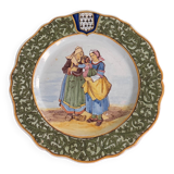 Porquier Scalloped Plate - Beautiful Rosporden and Pont-l'Abbé decor