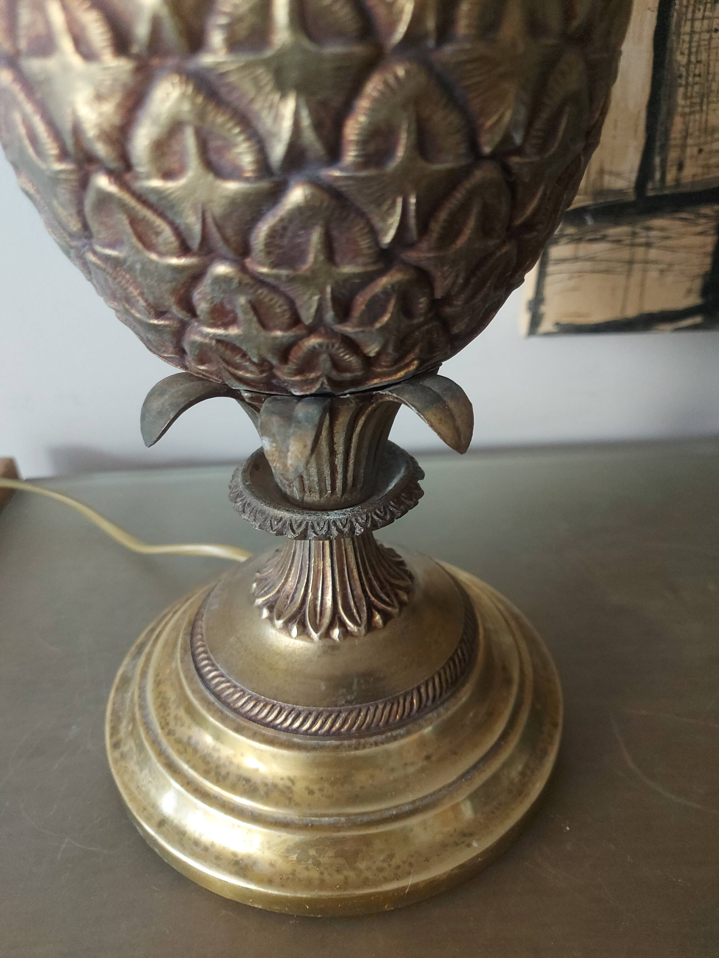 Pineapple lamp in golden brass