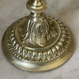 Pair of gilt bronze ram's head candlesticks, Louis XVI style, 19th century.