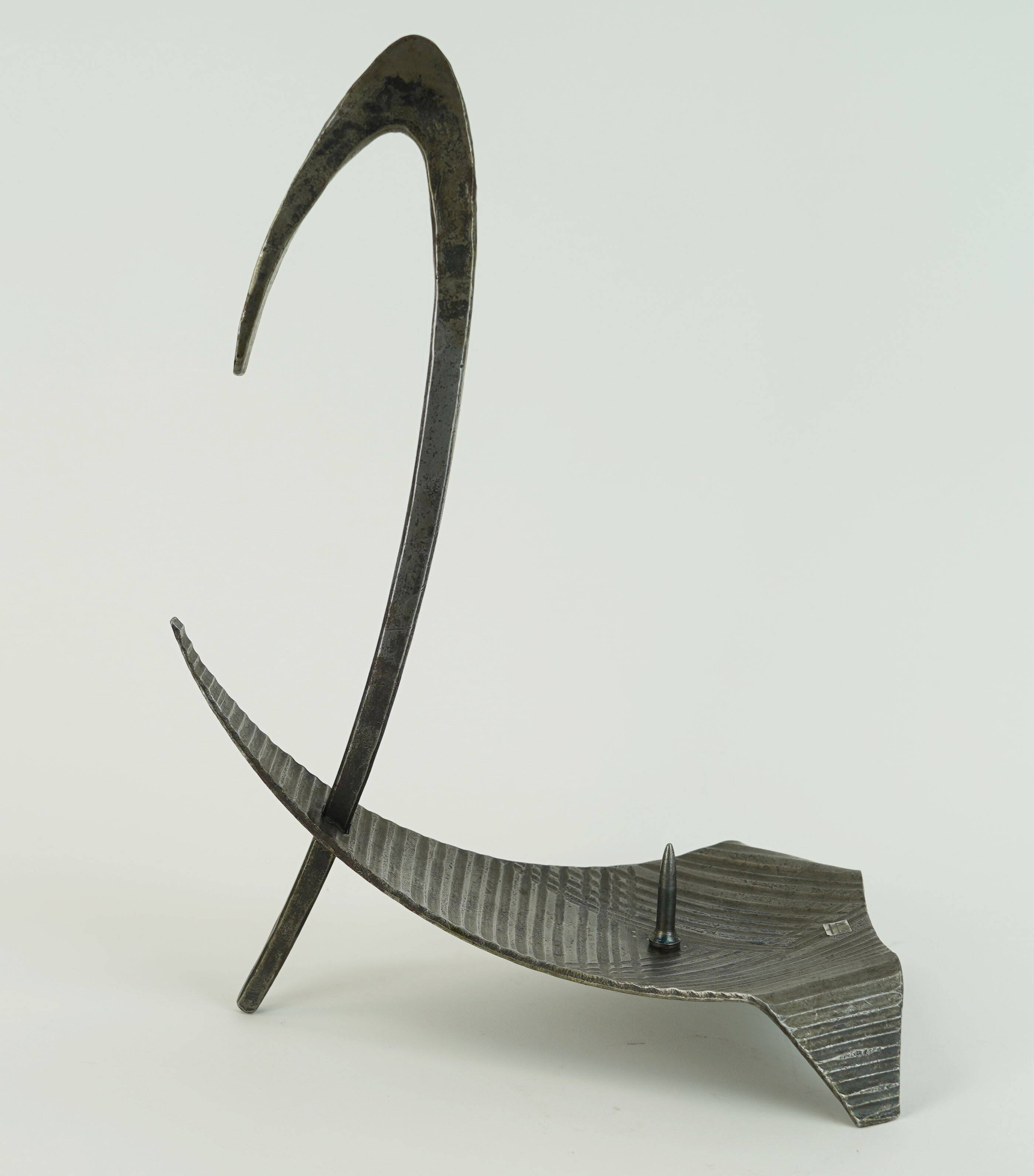sculptural mid century modern brutalist iron CANDLE HOLDER 1960s 1970s