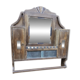 Art Deco Burmese Teak Barber Shelf Mirror