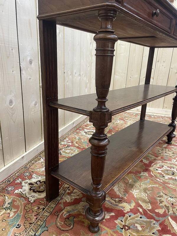 Desserte - Console en chêne massif Napoléon III marbre gris veiné