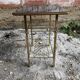 Old Furniture Table Hifi Door Vinyls Golden Metal + Formica Vintage Tray