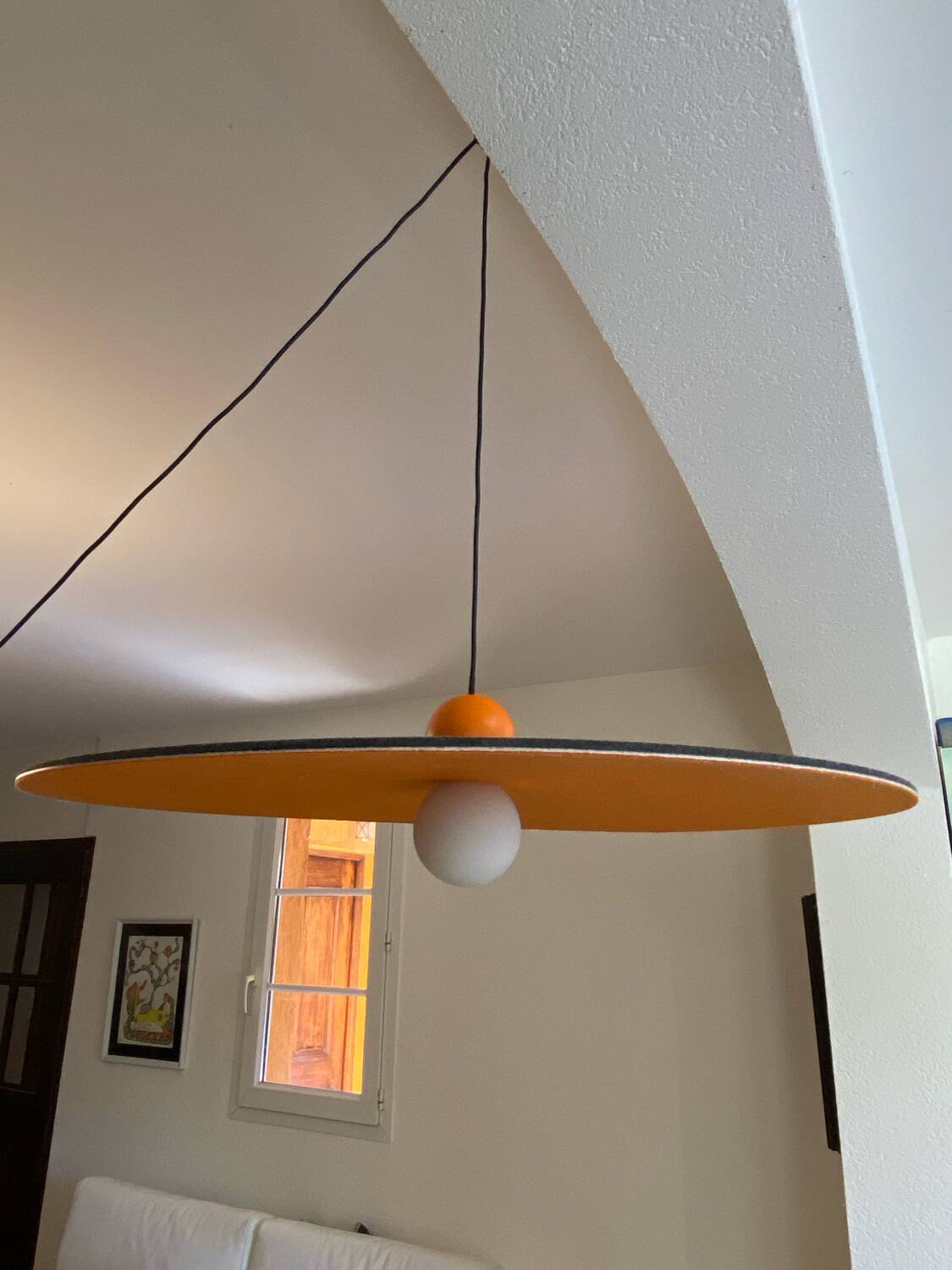 Designer chandelier, metal and soundproofing felt