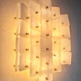 Frosted Ice glass panel wall scone lamp vintage 1960s