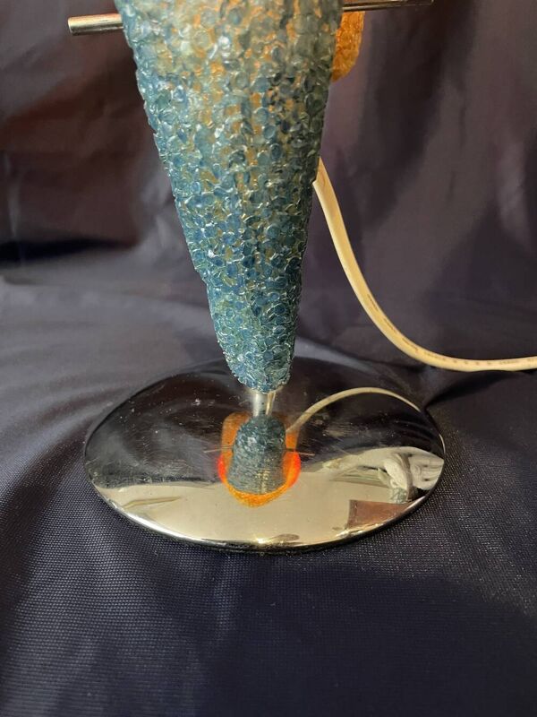 Lampe vintage perroquet plastique souple et chrome lampe a poser lampe exotique