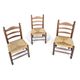 3 x Antique provincial ladderback child's chair / rush seat / 1930s