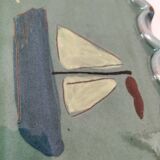 Decorative handcrafted dish – glazed earthenware, marine decor – 80s/90s