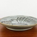 Vintage wall plate in West German pottery with rooster design, 1970s.