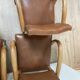 Set of 4 armchairs bridge leather and wood called "moustache" style art deco circa 1940