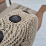 1970s, Danish armchair, furniture wool fabric, oak wood, original condition