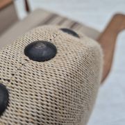 1970s, Danish armchair, furniture wool fabric, oak wood, original condition