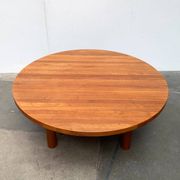 Large Danish brutalist coffee table in solid teak, 1960s.