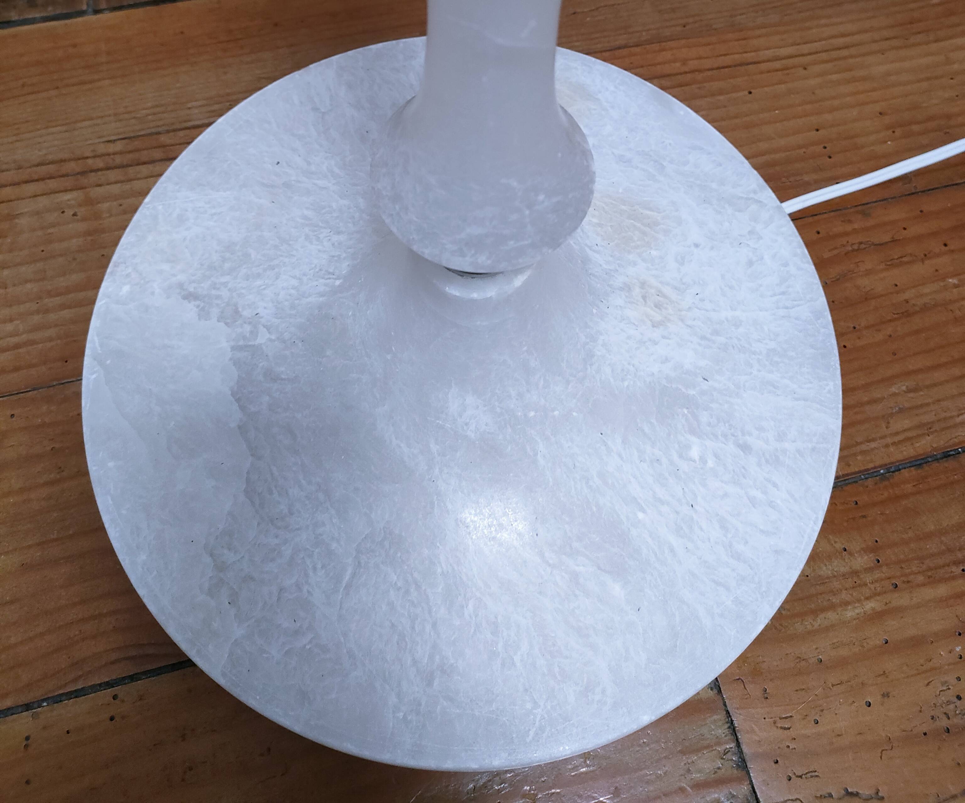 Solid alabaster floor lamp with metal trim from the 70s