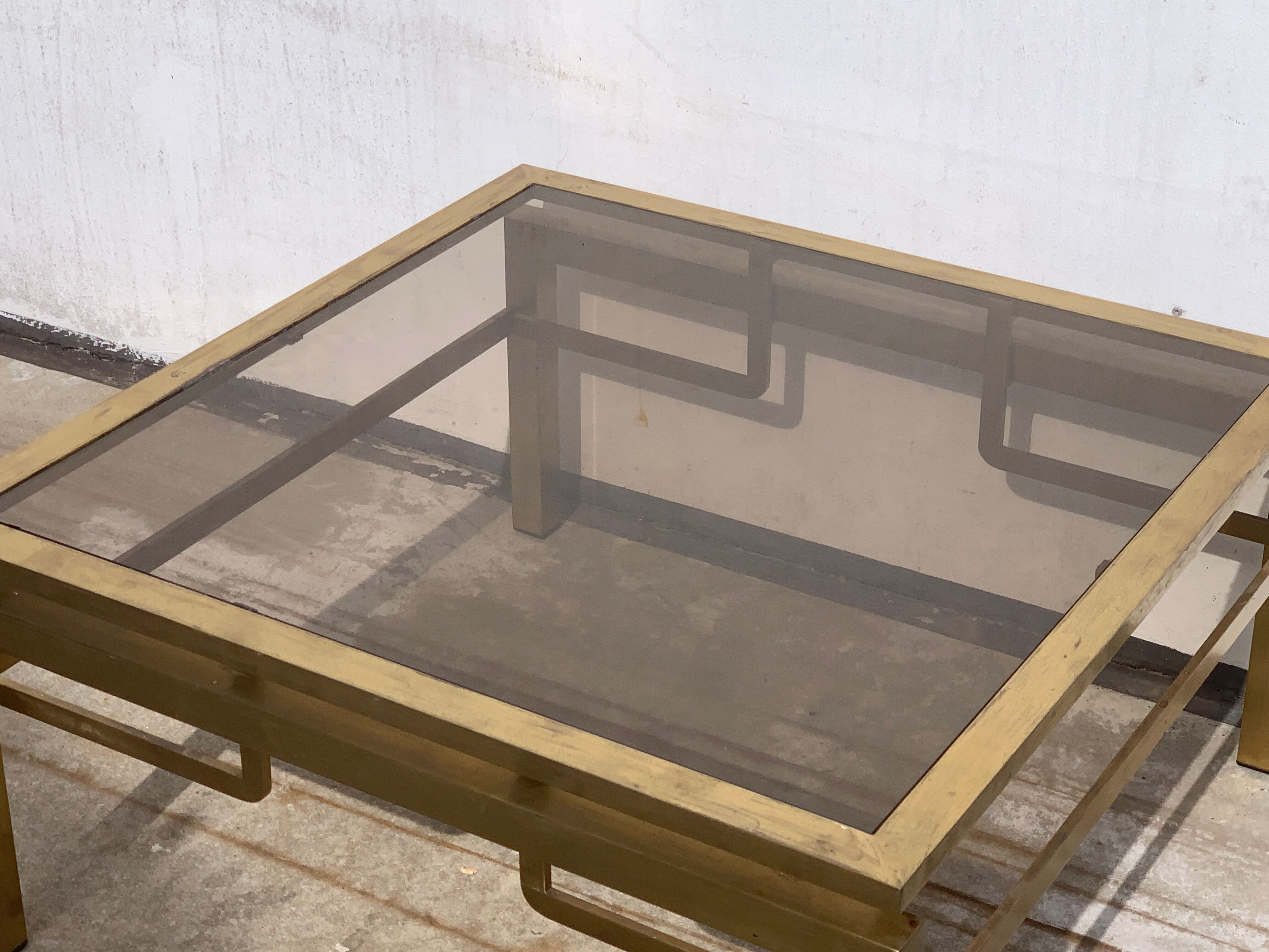 Guy Lefèvre's gilded metal coffee table for Maison Jansen, 1970