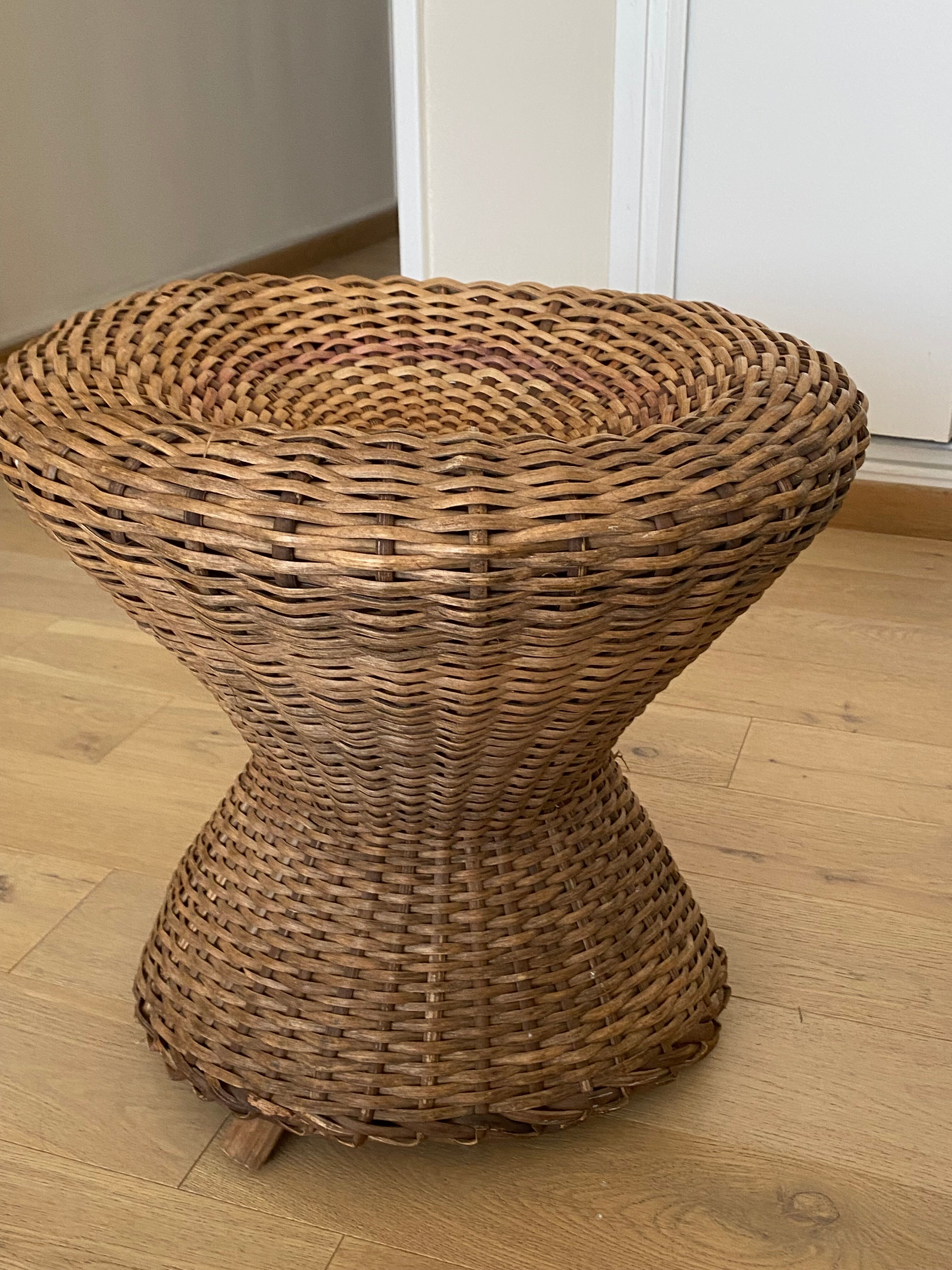 Tabouret tressé naturel osier