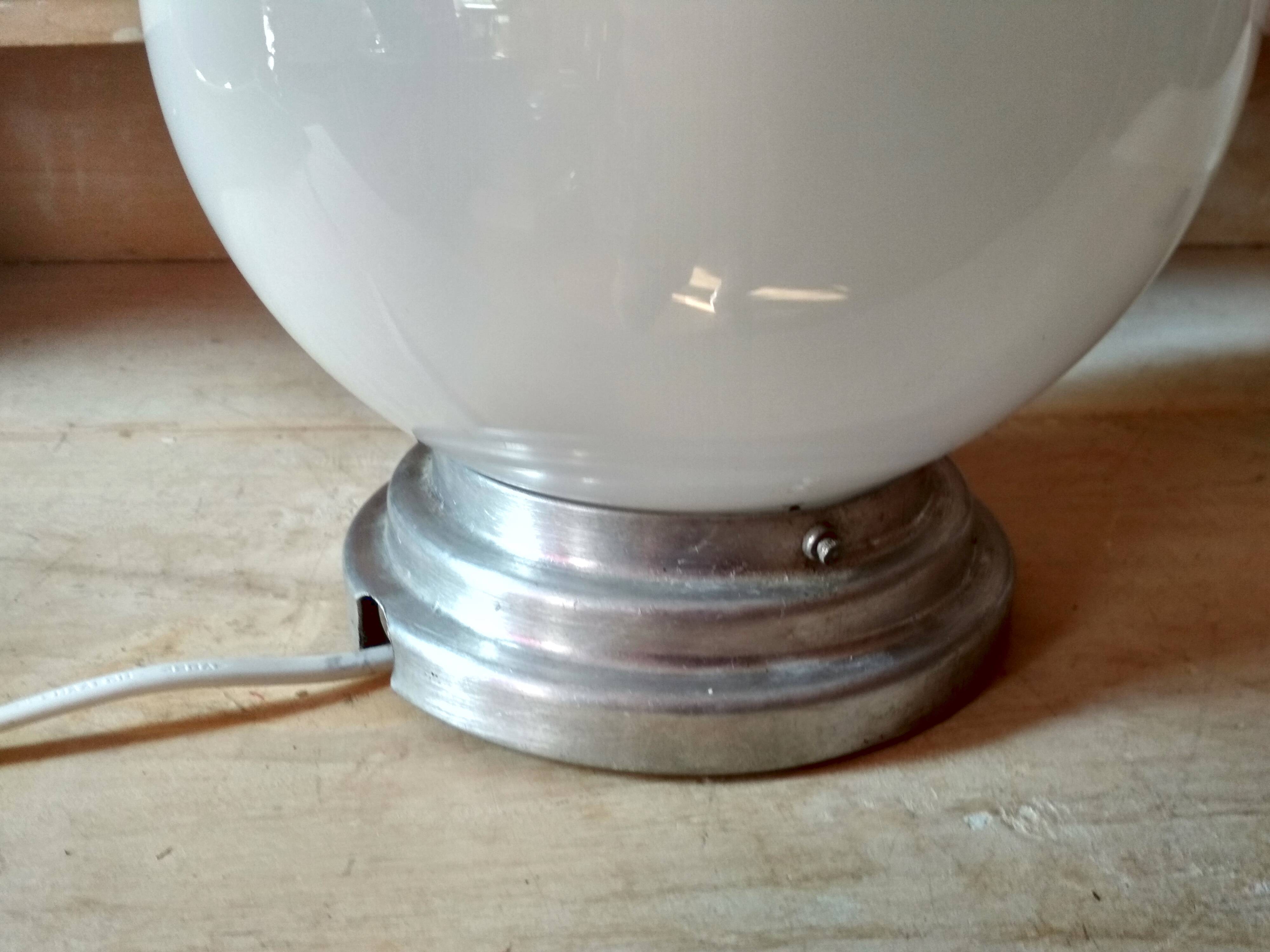 Old ceiling of 40's, white opaline globe, ceiling light
