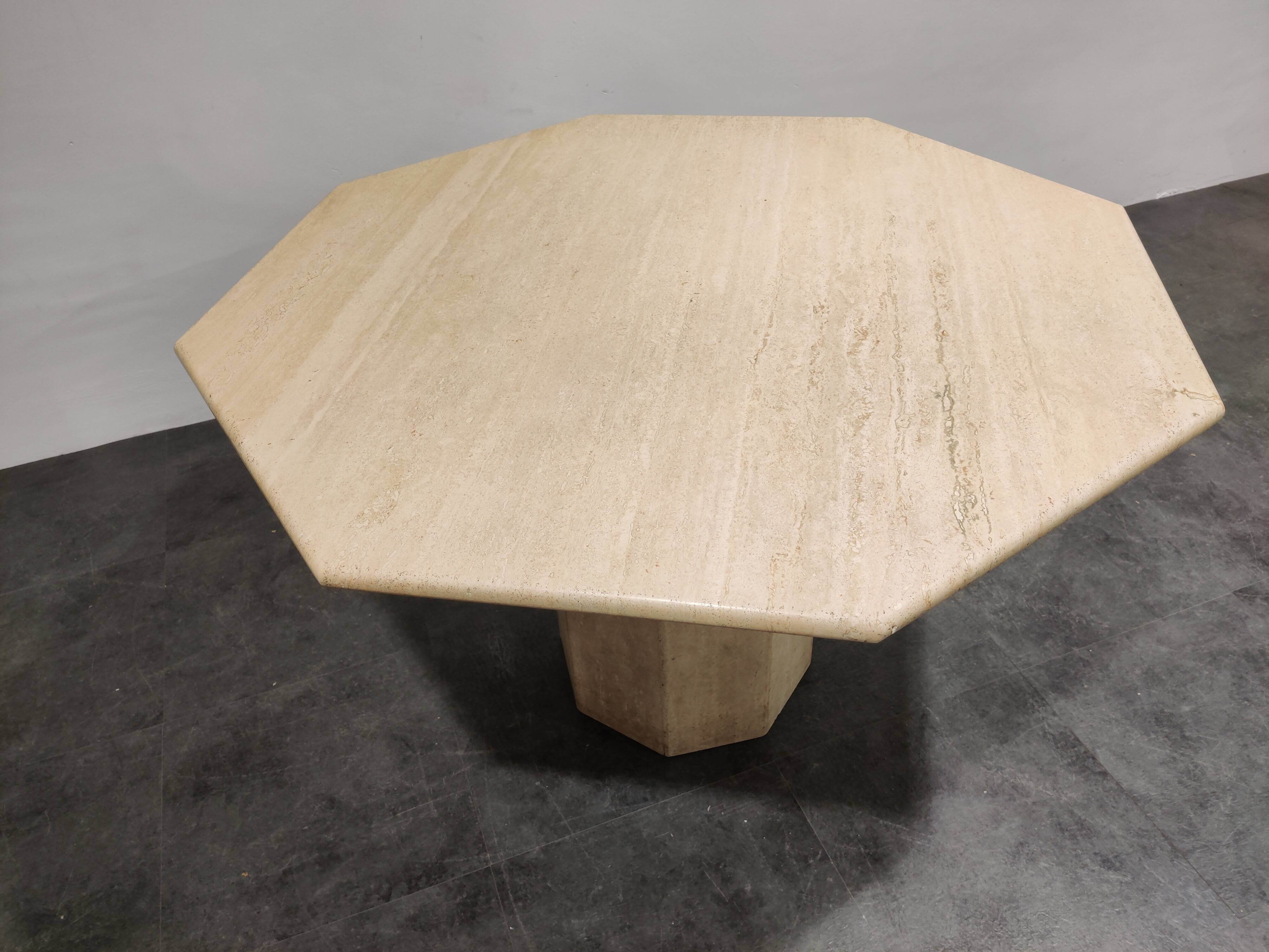 Vintage octagonal travertine dining table, 1970s