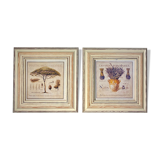 Two botanical paintings, lavender and Mediterranean pines