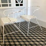 White metal chairs