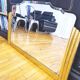 Antique large beveled mercury pediment mirror, art deco, gilded with leaf.