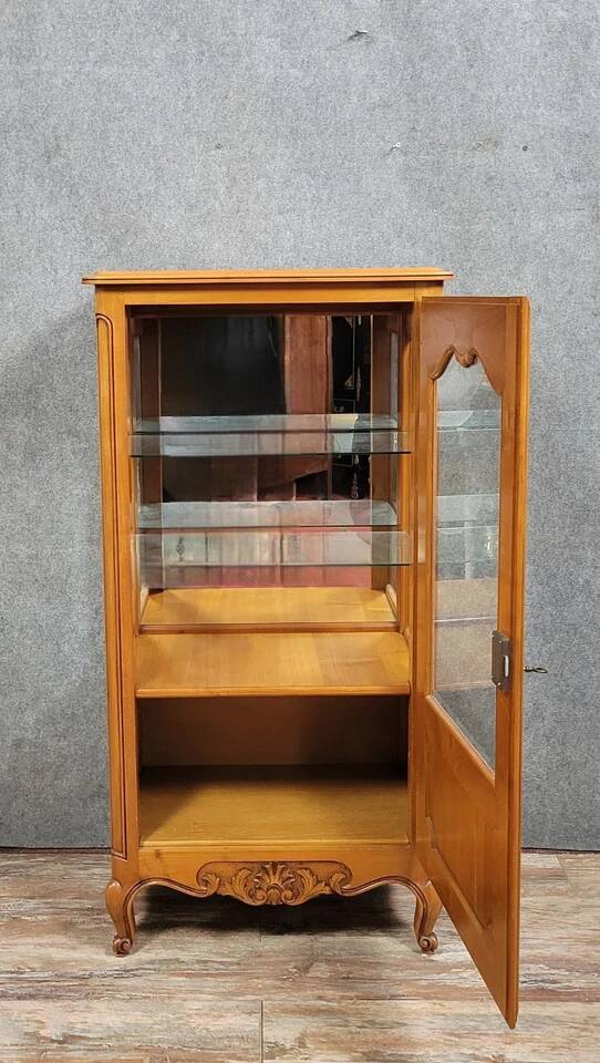 Provençal Louis XV style cherrywood display cabinet, 20th century