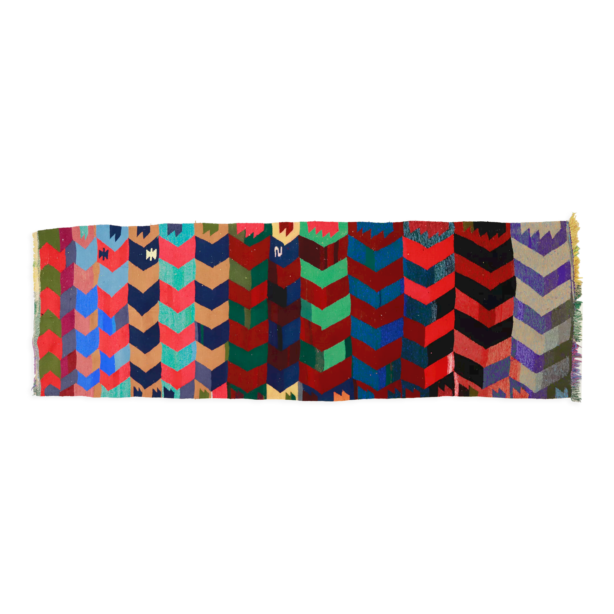 Anatolian handmade kilim rug 340 cm x 110 cm