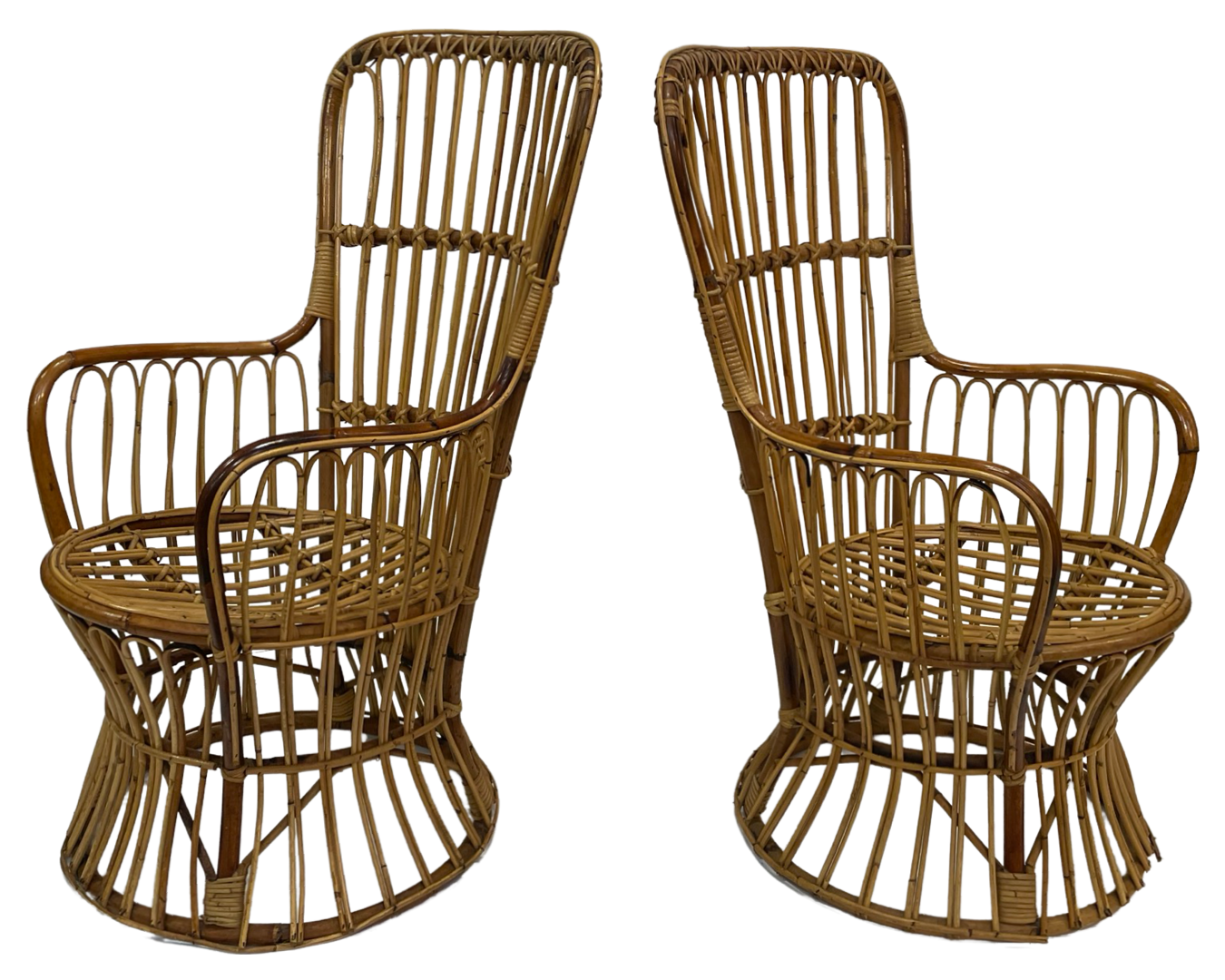 Set of two mid century rattan armchairs by bonacina 1950 design