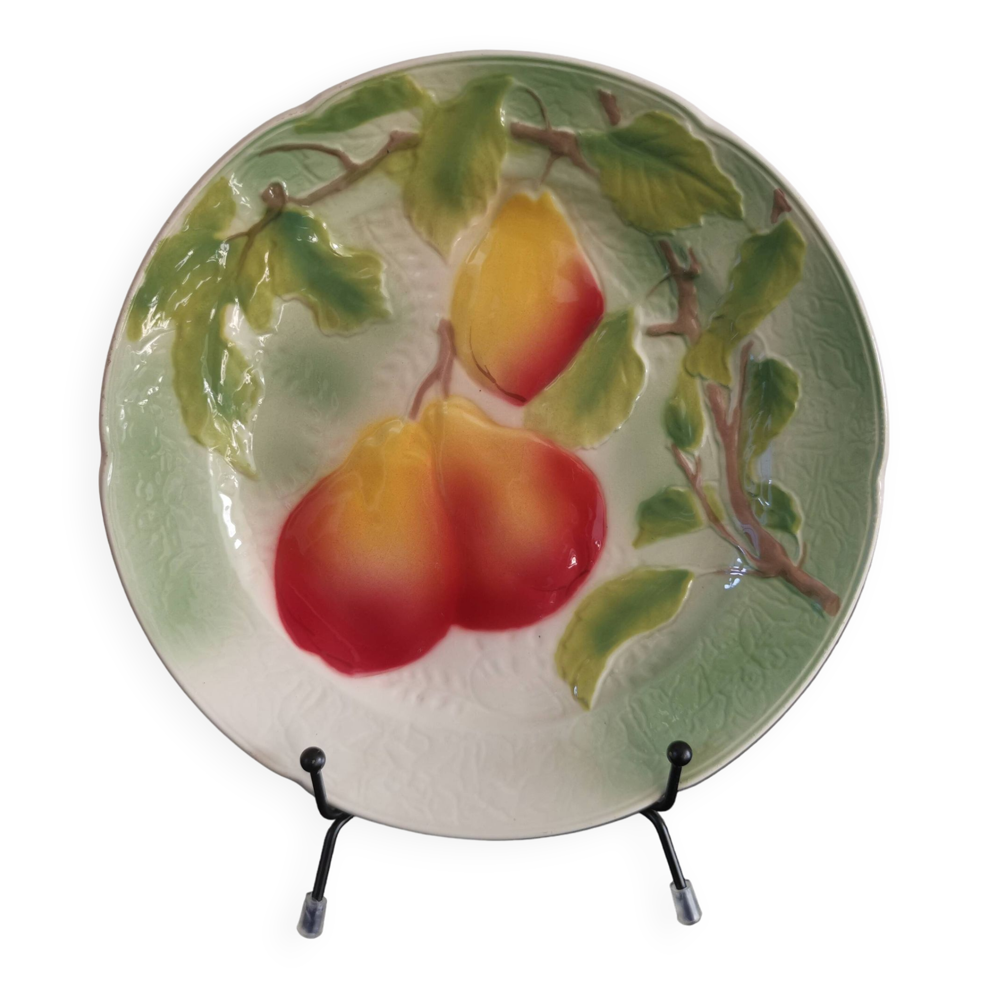 Small Saint Clement ceramic plate with pear fruit decor