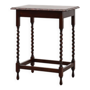 English Oak Barley Twist Side Table with Shaped Top, circa 1900