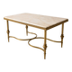Neoclassical coffee table in gilded brass and veined marble, 1960s-70s.