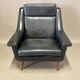 High black leather armchair “scandinavian design” 1950.