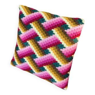 Coussin vintage canevas géométrique