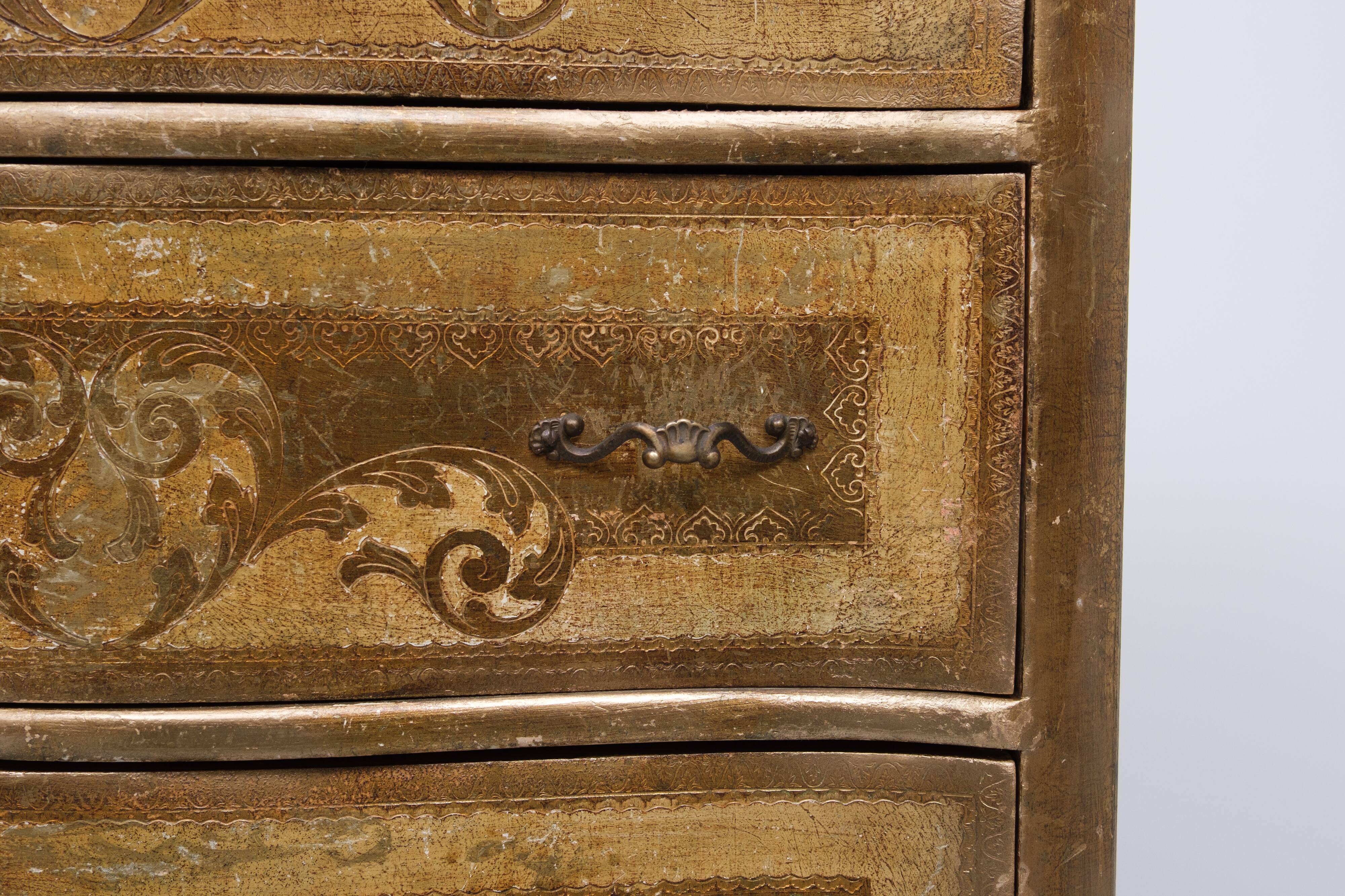 Italian Vintage Wooden Florentine Chest Of Drawers 1970s