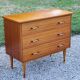 Vintage golden mahogany chest of drawers 3 drawers conical feet from the 60s