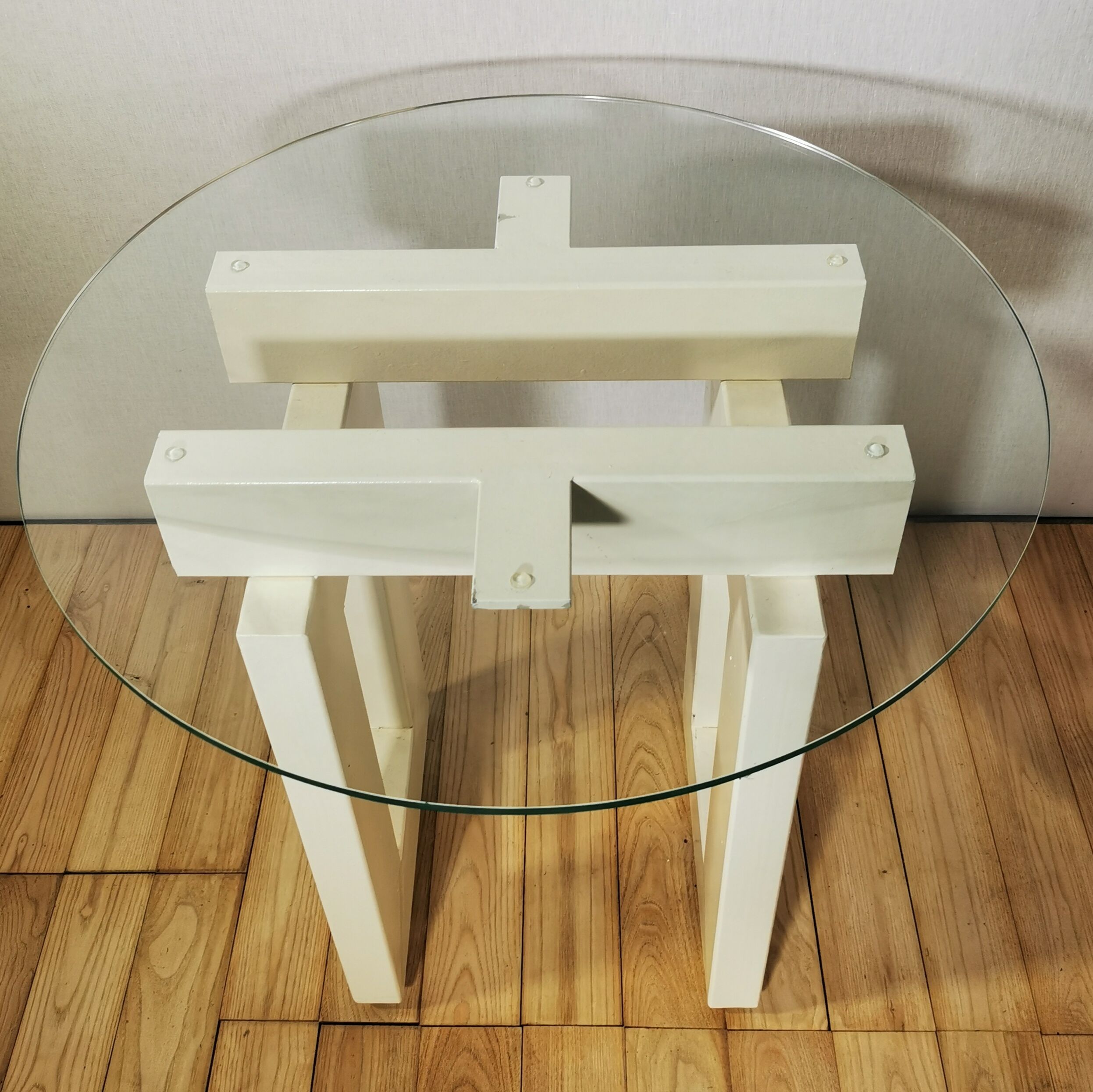 Pair of white painted metal harnesses, circa 1980