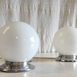 Ceiling light or table lamp with opaline globe, diameter 15 cm - mid 20th century.